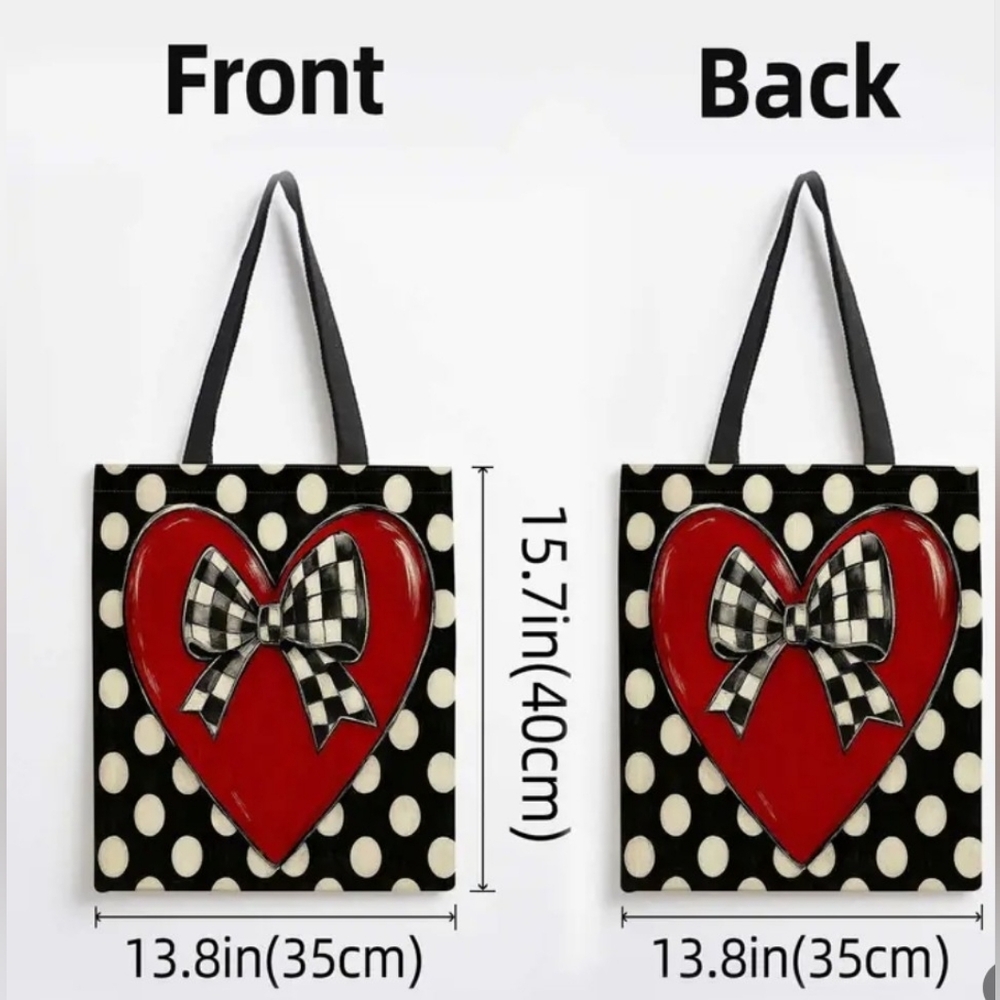 Polka Dot Heart Tote Bag - Picture 3 of 3